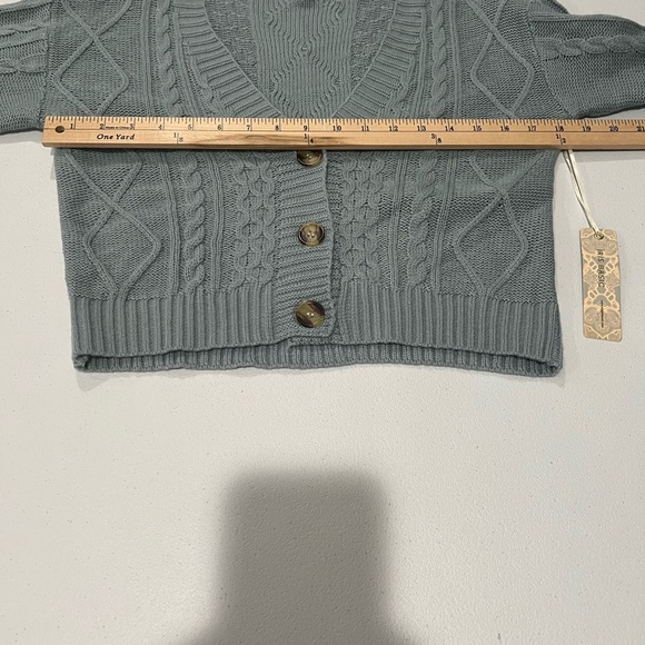 IRIS grey cable knit crop cardigan with front buttons XL NWT - Picture 10 of 10